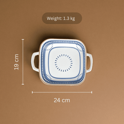 Azure Square Platter, Porcelain, Blue & White, Set of 2