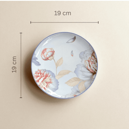 Blush Snack Set, Porcelain, Floral Pattern, Set of 6 Plates