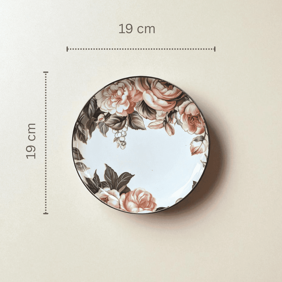 Dusky Rose Snack Set, Porcelain, Set of 6 Plates