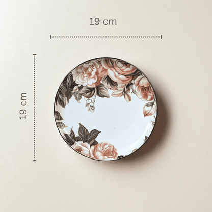 Dusky Rose Snack Set, Porcelain, Set of 6 Plates