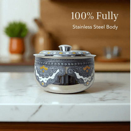 Antique Stainless Steel Roti Pot, Casserole, 3 litre