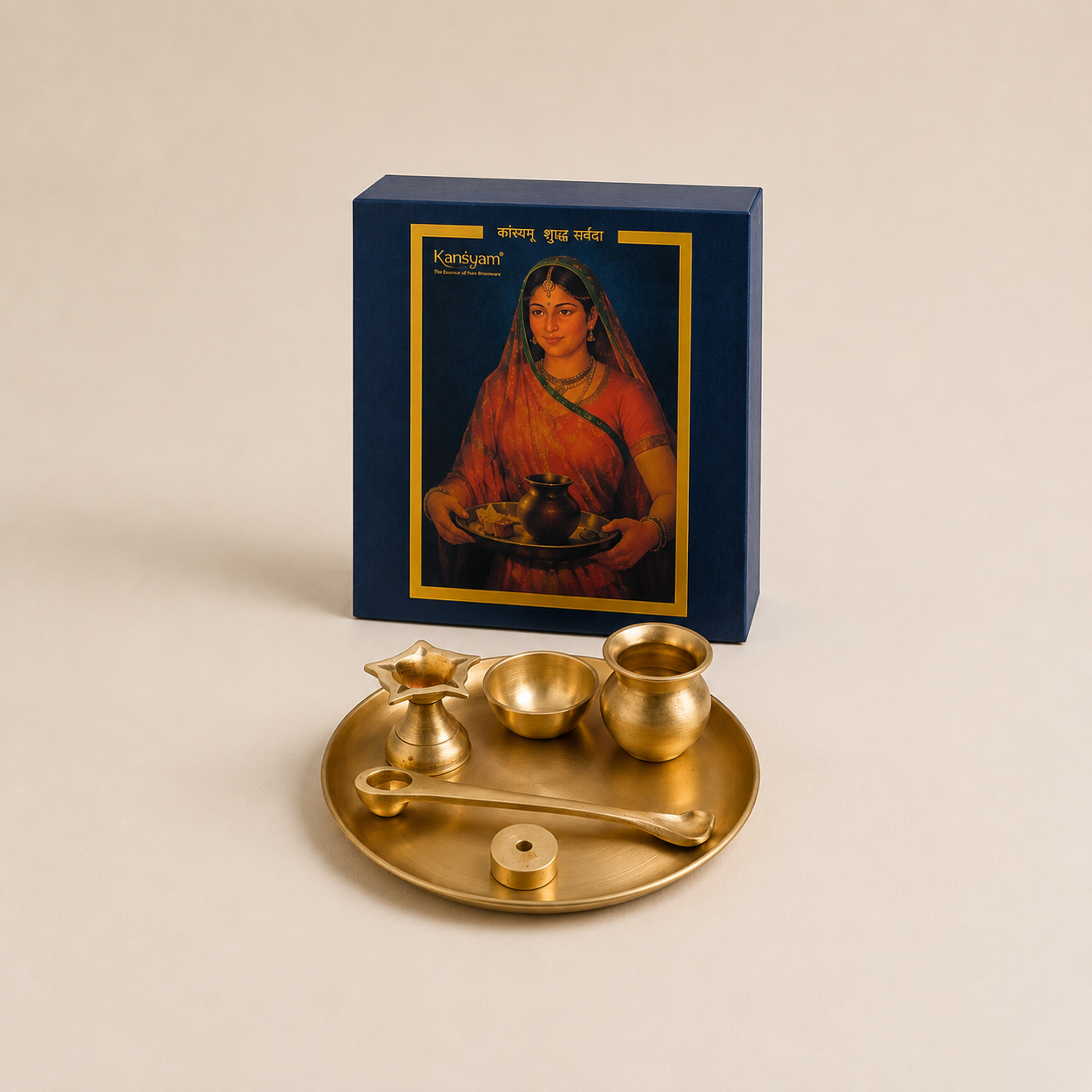 Kansa Pooja Set Mini (with Gift Box), 6 pcs set