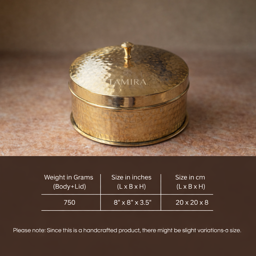 Tamira Pure Brass Roti Box / Chapati Box