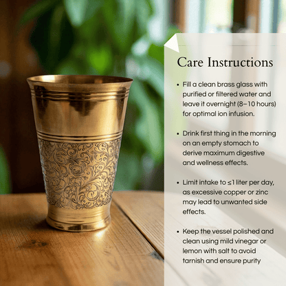 The Ice Etched Brass Glass Set of 2, 400ml