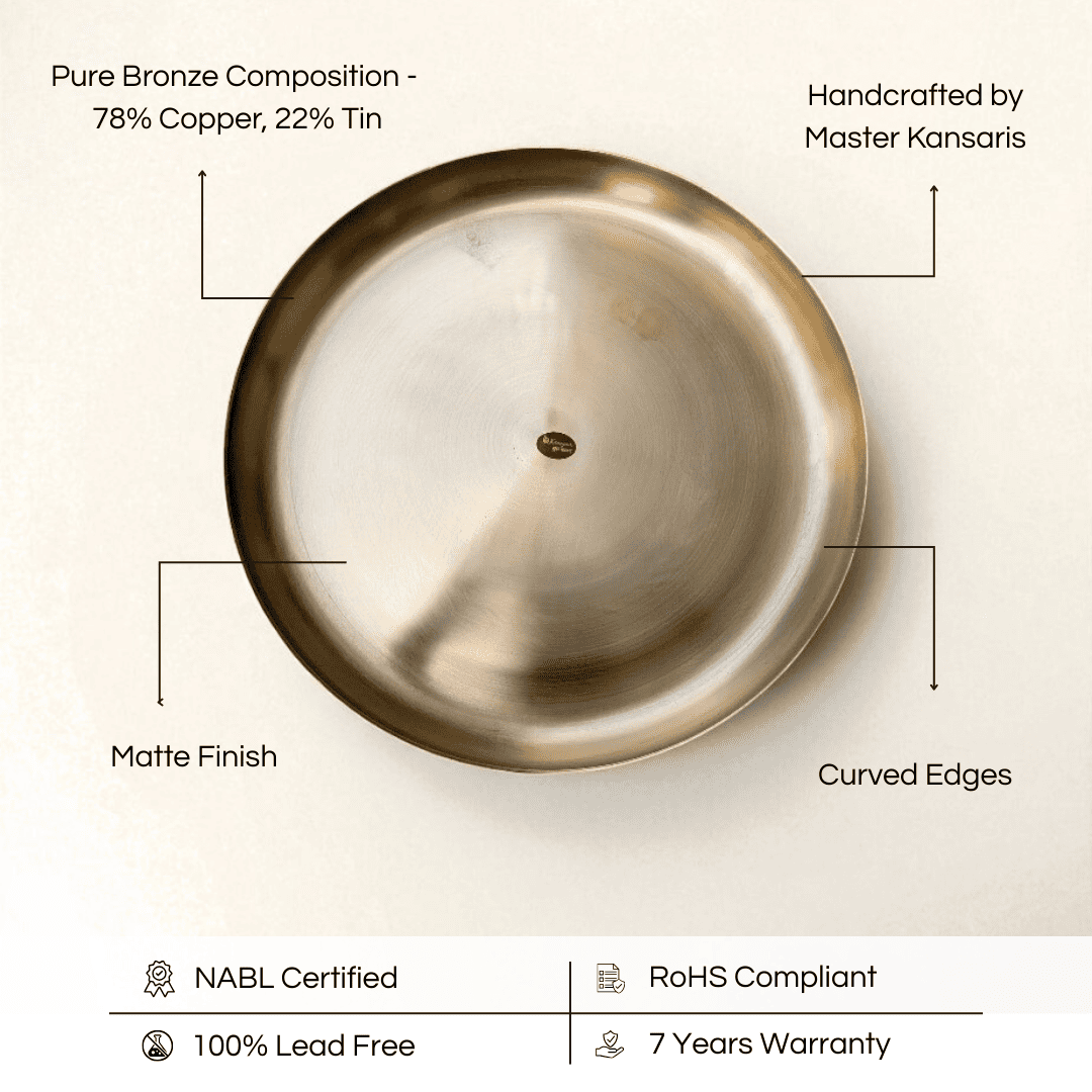 Curve Kansa Thali, Bronze Matte Finish, 12 inch