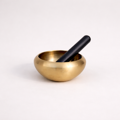Pure Kansa Meditation Bowl / Om Bowl with Wooden Stick, Gift Box, Medium