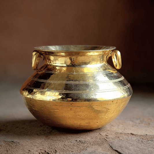 Tamira Pure Brass Degchi Patili with Lid, 5 litre