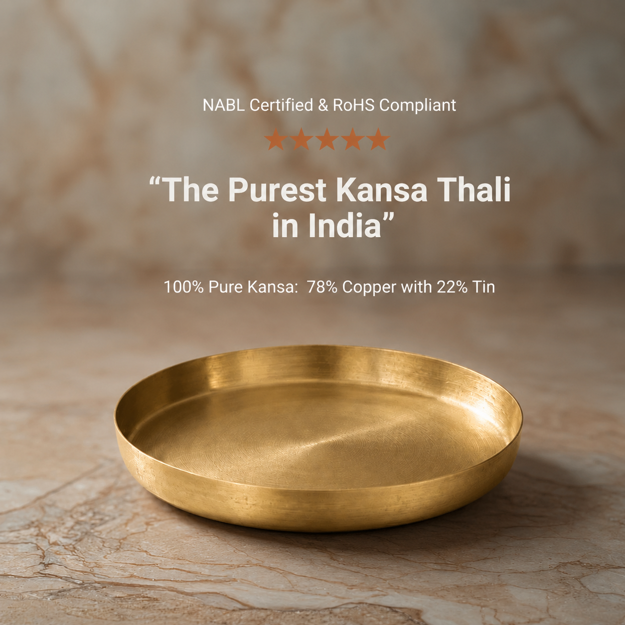 Classic Kansa Thali, Bronze Dinner Plate, 7.5 inch (19cm)
