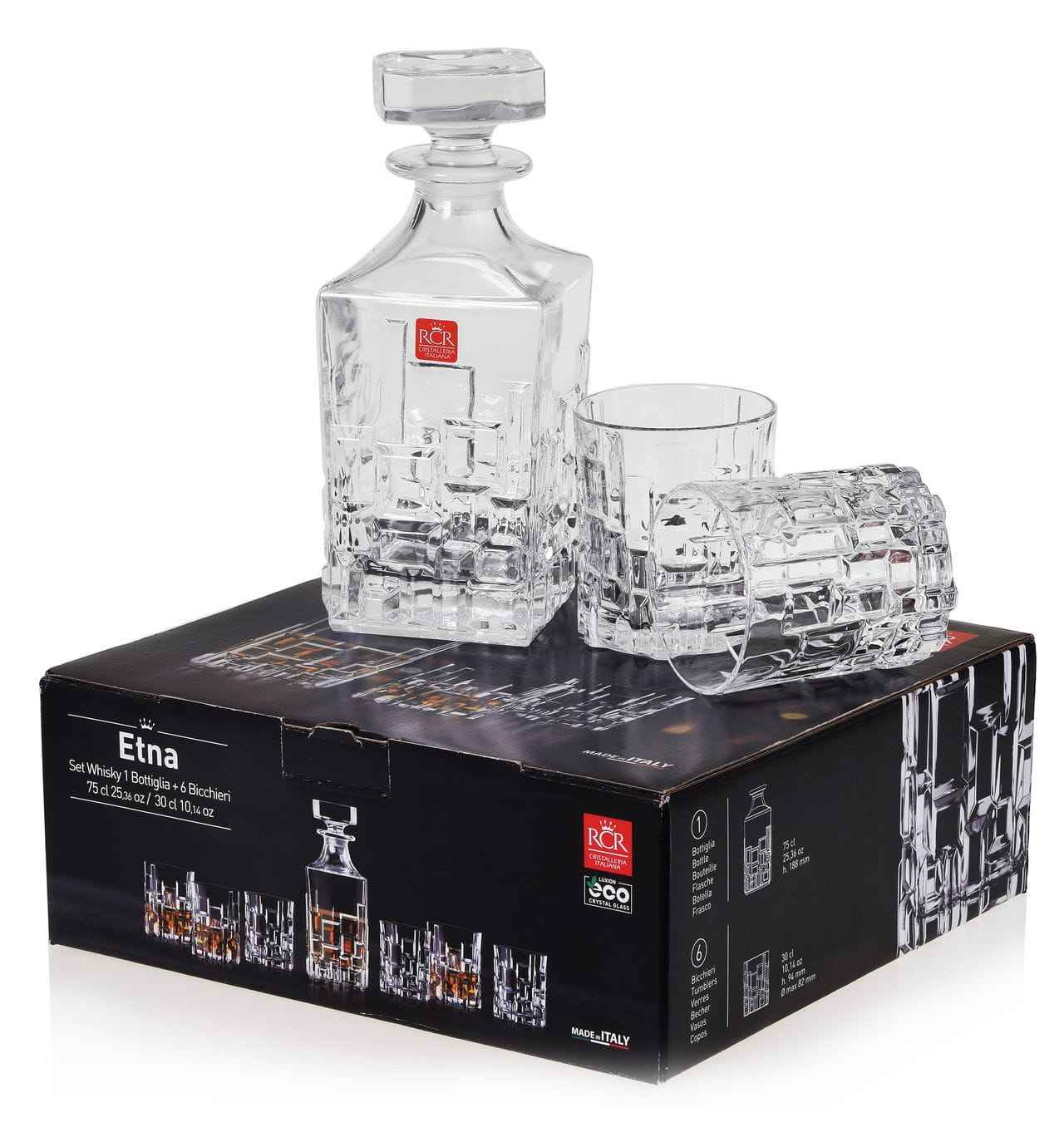 RCR Etna 7 pcs Whiskey Set with 1 Decanter & 6 glasses