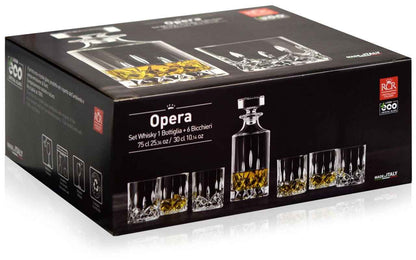 RCR Opera 7 pcs Whiskey Set with 1 Decanter & 6 glasses