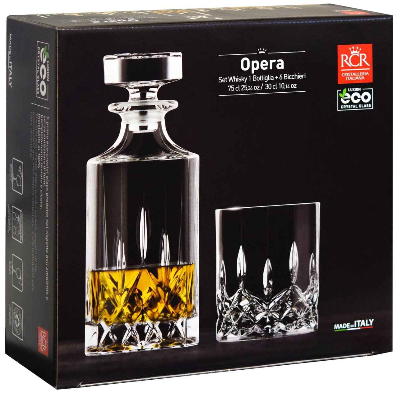 RCR Opera 7 pcs Whiskey Set with 1 Decanter & 6 glasses