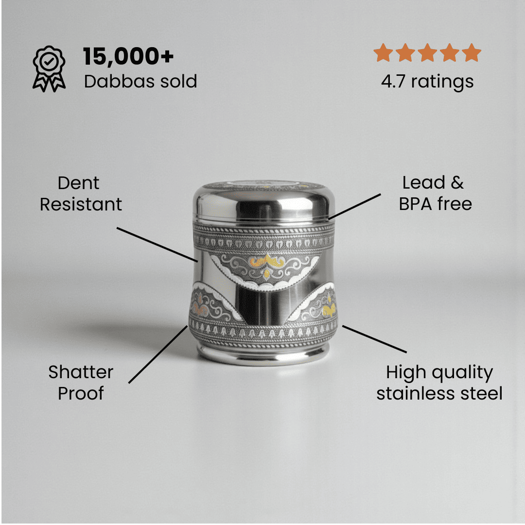 Antique Stainless Steel Lotus Dabba, 3.25 liter