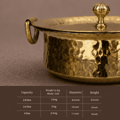 Tamira Pure Brass Sipri, Round Bottom, 2.8L