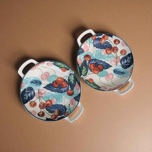 Garden Platter, Porcelain, Floral Pattern, Set of 2