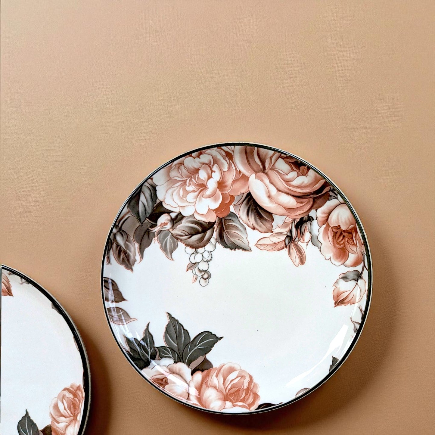 Dusky Rose Snack Set, Porcelain, Set of 6 Plates