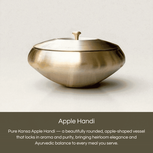 Kansa handi apple shape 900ml in a beautifully rounded design for serving food elegantly
