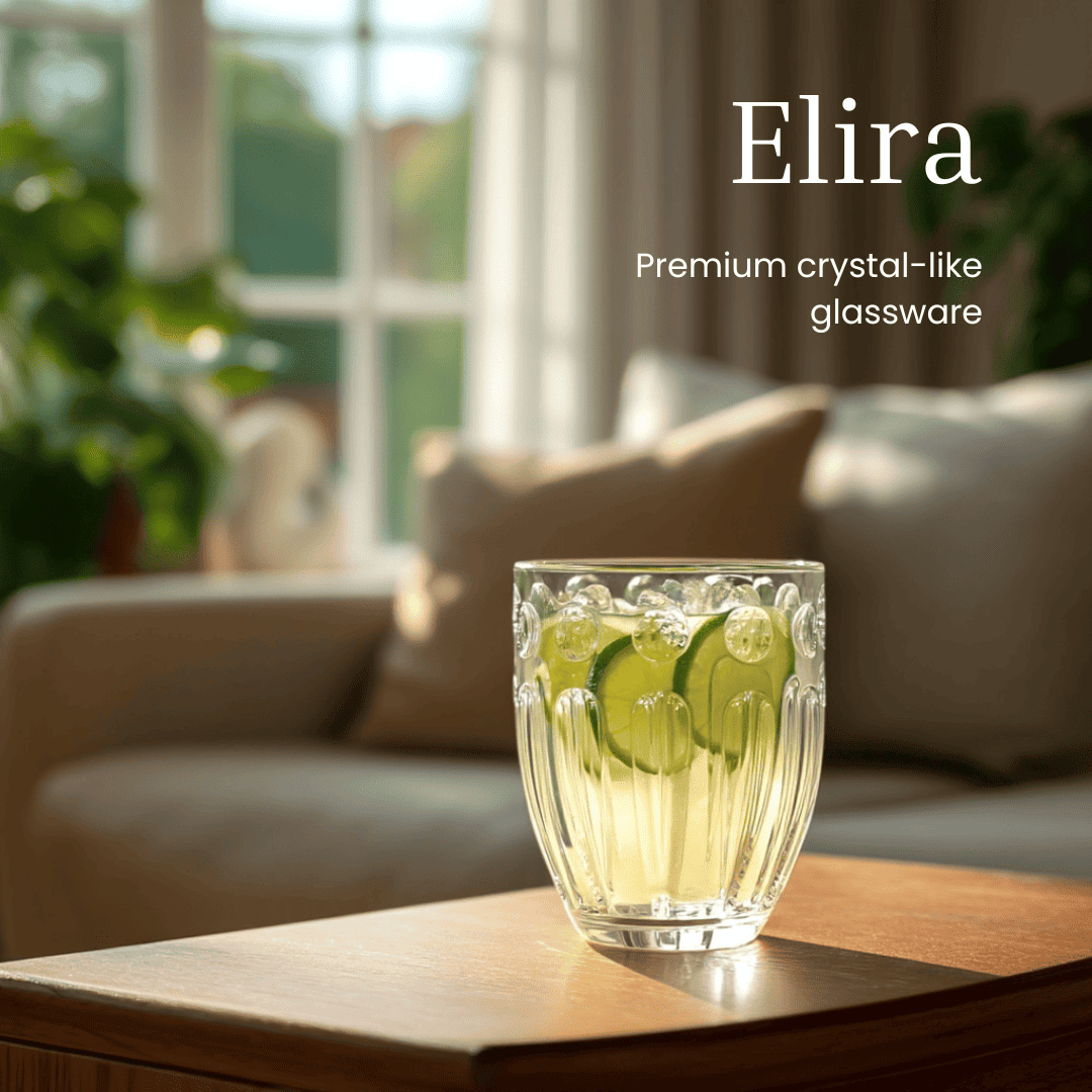 Elira Muse Premium glasses with Golden Line, Set of 6, 300ml