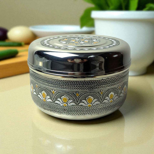 Antique Stainless Steel Pawali, Tanki with Lid, 7 litre