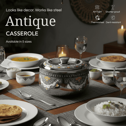 Antique Stainless Steel Roti Pot, Casserole, 3 litre