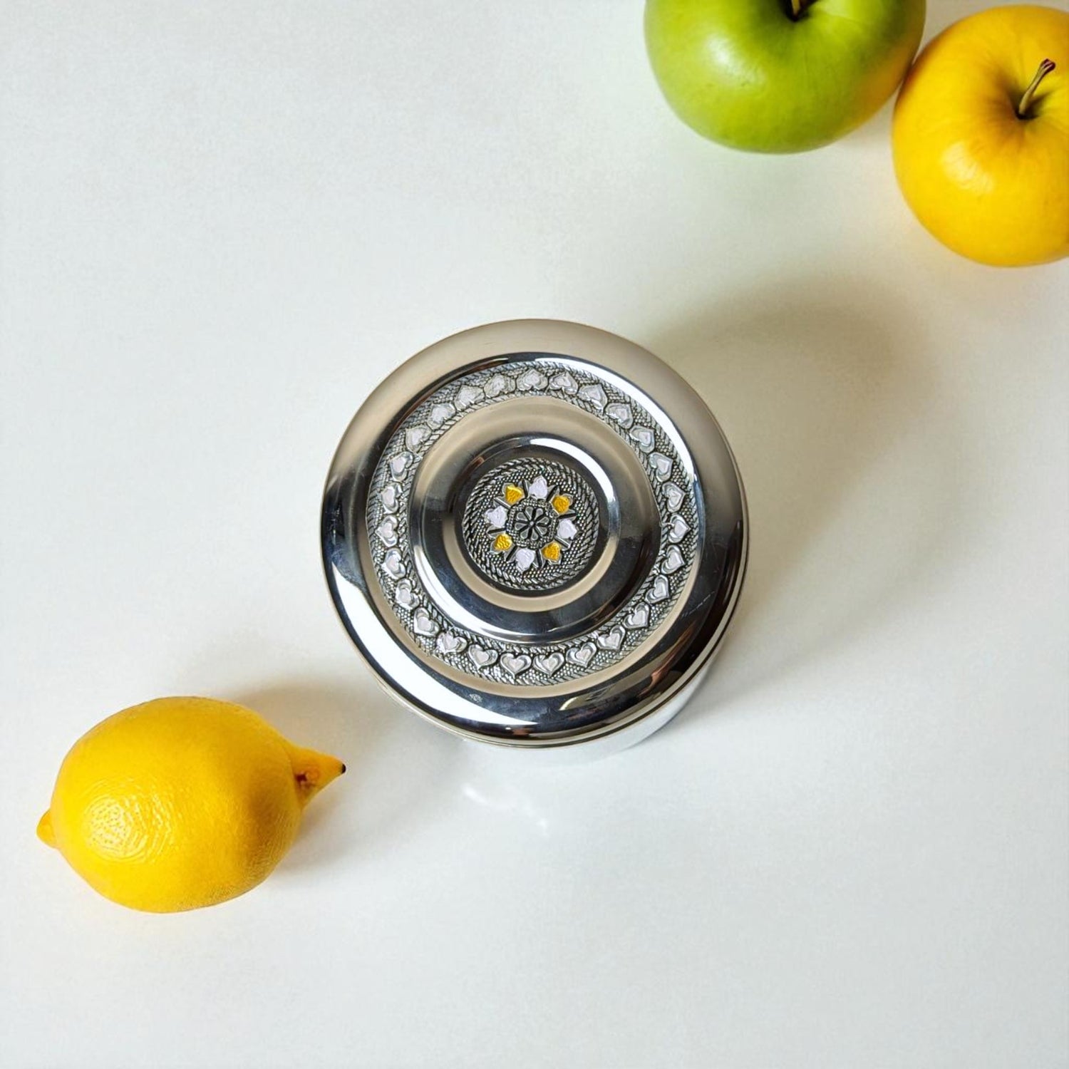 Antique Stainless Steel Half Dabba, 1.5 litre