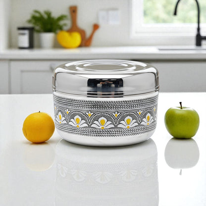 Antique Stainless Steel Half Dabba, 2.5 litre