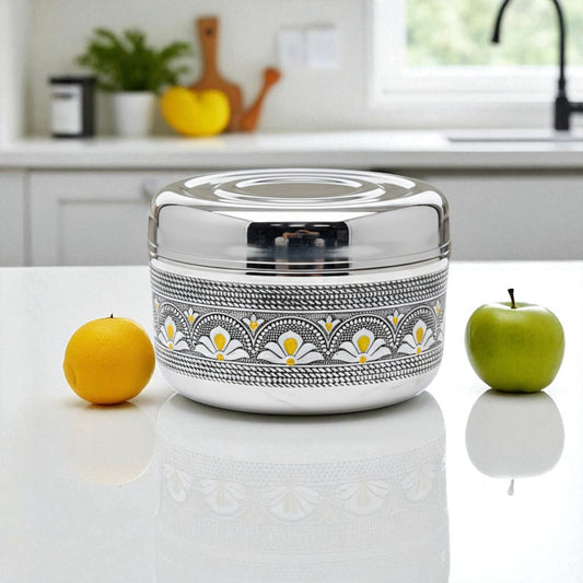 Antique Stainless Steel Half Dabba, 2.5 litre