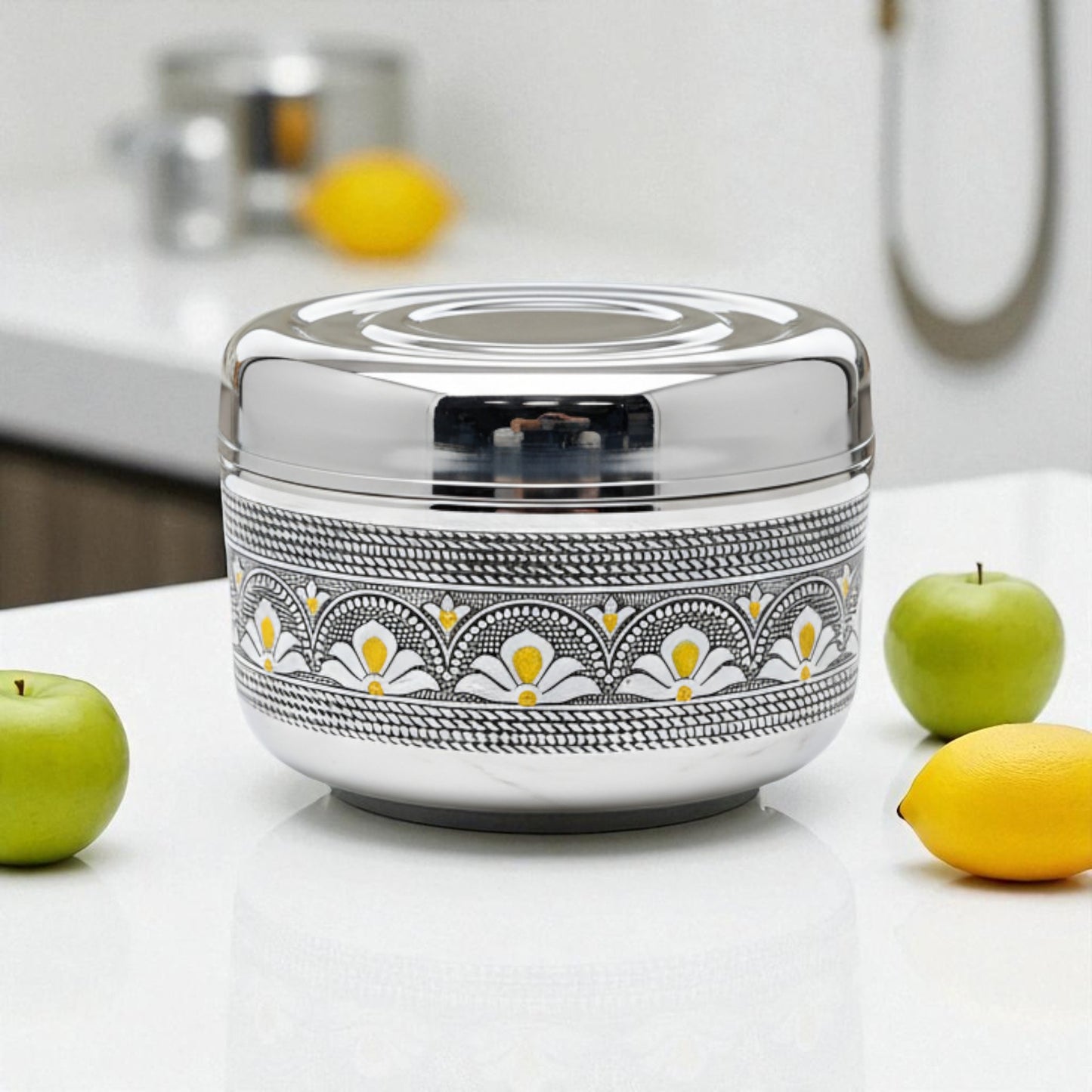 Antique Stainless Steel Half Dabba, 3 litre