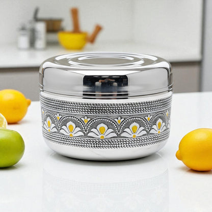 Antique Stainless Steel Half Dabba, 4 litre