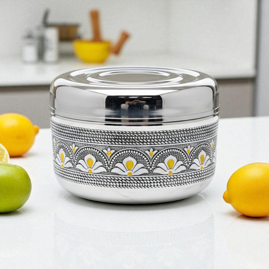 Antique Stainless Steel Half Dabba, 4 litre