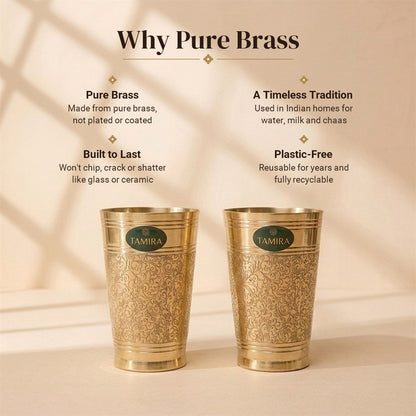 Pure brass etched glass set of 2 - why pure brass