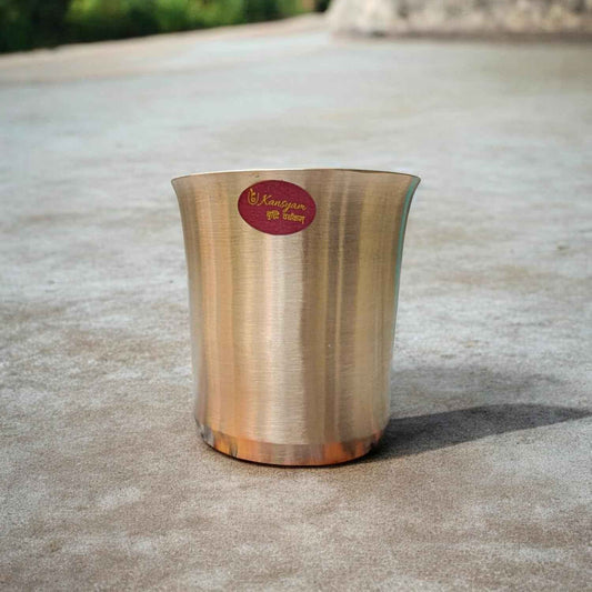 Kansyam 250ml kansa glass in Bengal shape with gold bronze color finish