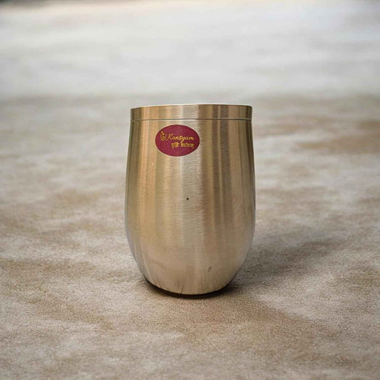 275ml kansa glass in damru shape with bronze color finish, side view