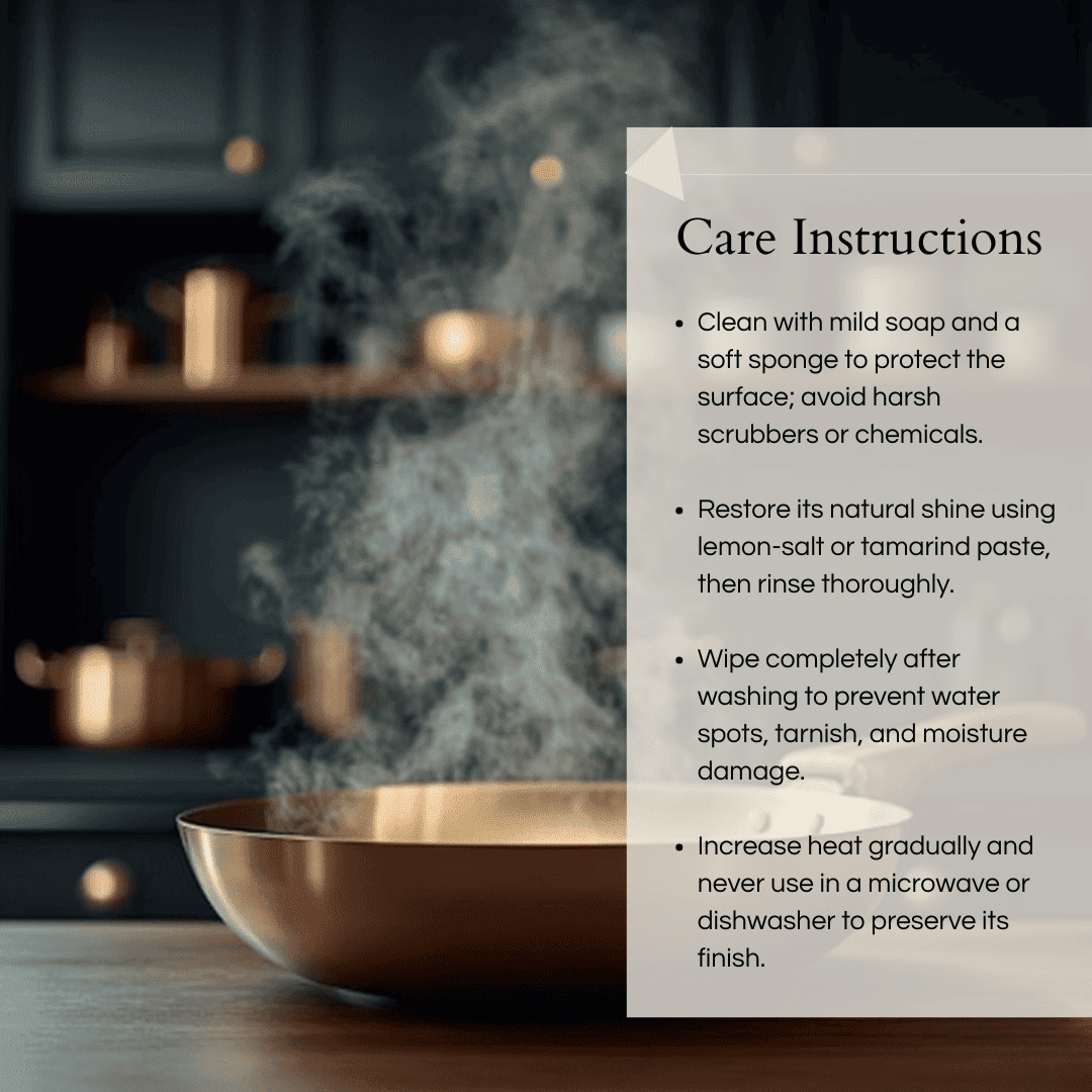 Bronze Kansa frying pan 22cm featuring a sleek design for optimal cooking performance