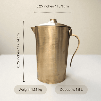 Bronze Kansa Jug Pipe 1500ml with a sleek design and elegant handle, ideal for serving beverages