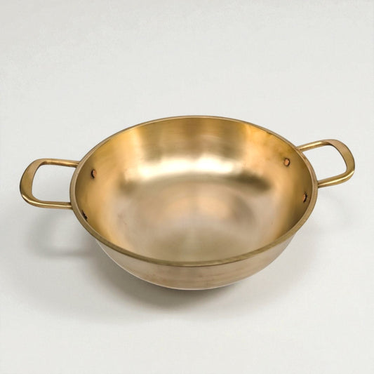 Bronze Kansa Kadai with sturdy handles for traditional Indian cooking and serving.