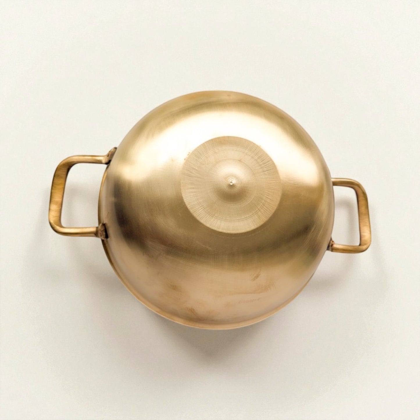 Bronze Kansa Kadai handles with a smooth, shiny finish perfect for traditional cooking
