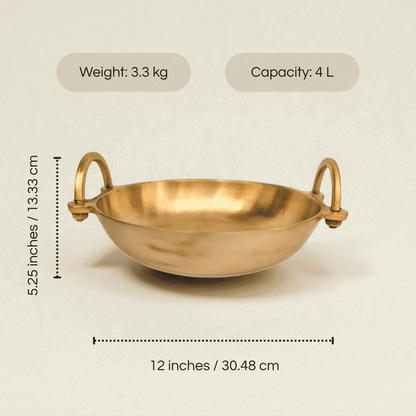 Bronze Kansa Kadai Ruby with 4 L capacity and elegant design for cooking and serving