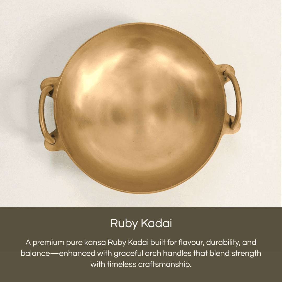 Bronze Kansa Kadai Ruby with graceful handles for enhanced durability and timeless craftsmanship