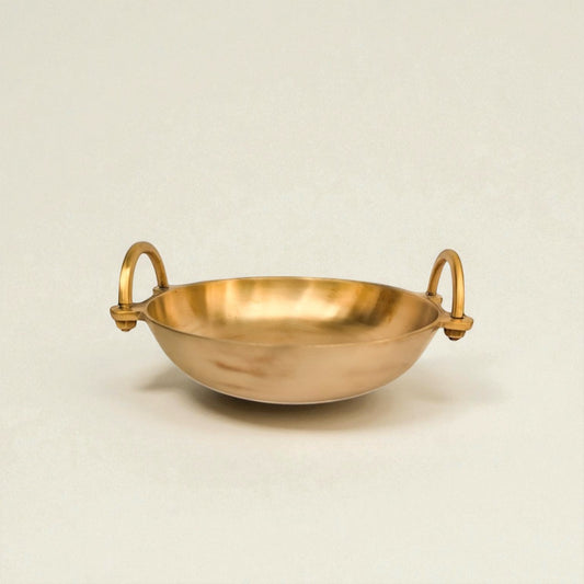 Bronze Kansa Kadai Ruby with dual handles for traditional cooking and serving