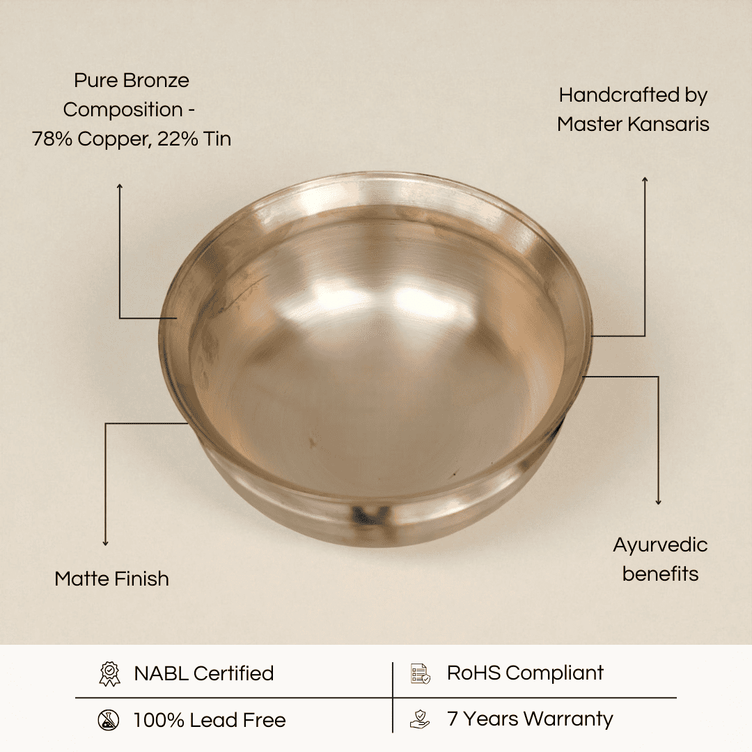 Bronze kansa karakam handcrafted in pure bronze composition for Ayurvedic benefits