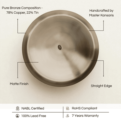 Handcrafted bronze kansa thali 11 inch with a matte finish and straight edge for serving meals