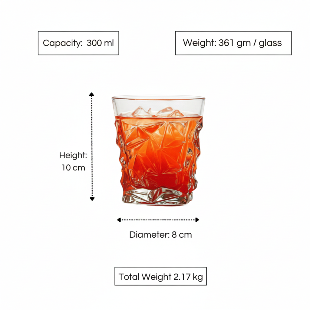 Celestial Astra Premium Whiskey glasses with a textured design, holding 300 ml for stylish sipping