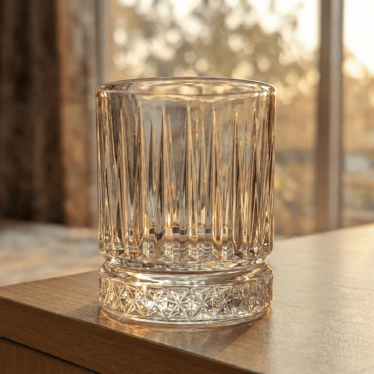 Celestial Aurelia Premium Whiskey glasses with a ribbed design for an elegant drinking experience