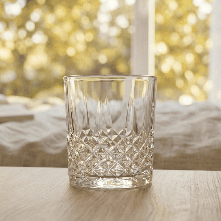 Celestial Horizon Premium Whiskey glasses with elegant diamond cut design for stylish sipping