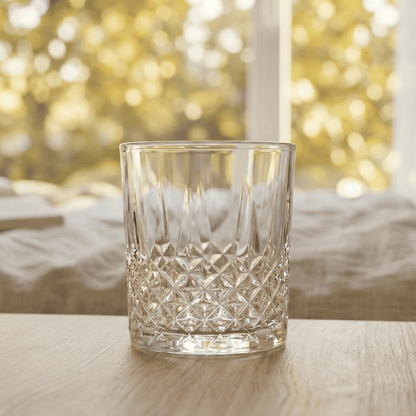 Celestial Horizon Premium Whiskey glasses with elegant diamond cut design for stylish sipping