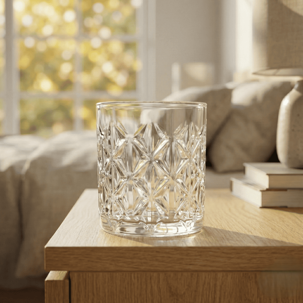 Celestial Orion Premium Whiskey glasses with a diamond cut design, perfect for enjoying your favorite spirits