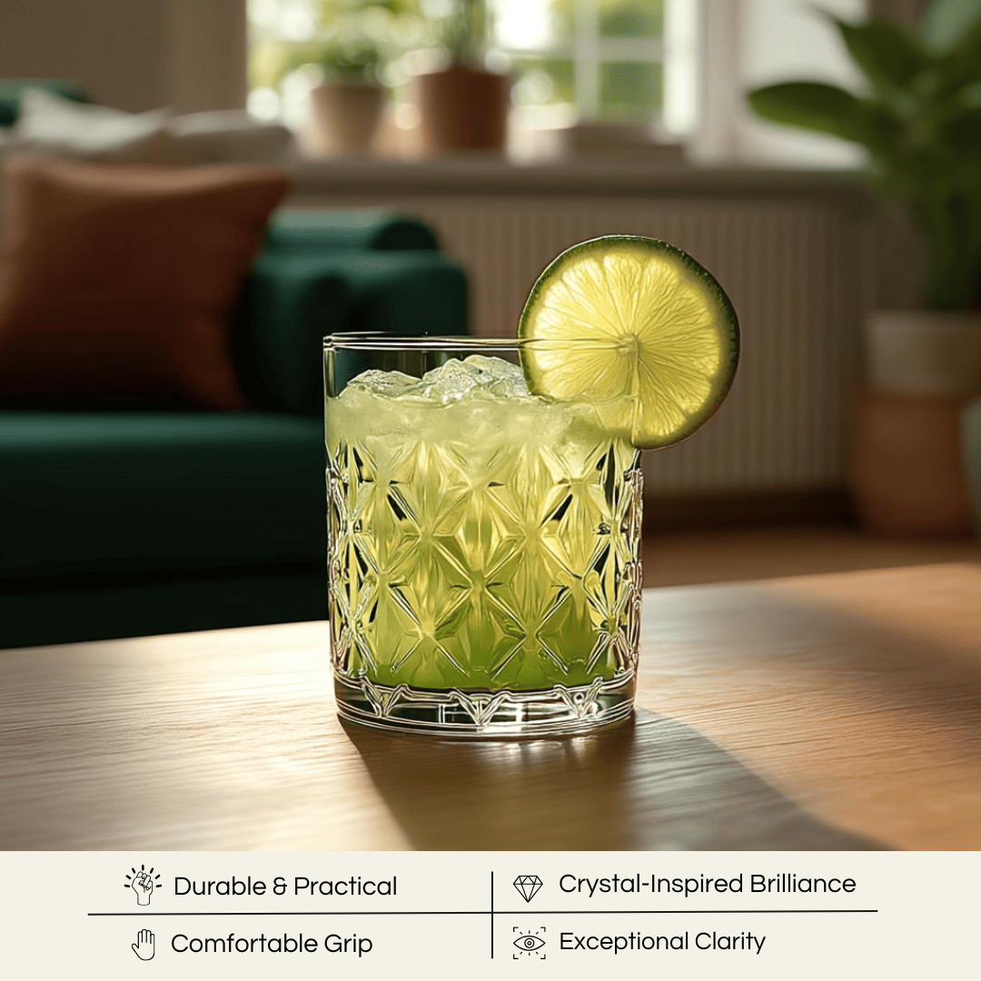 Celestial Orion Premium Whiskey glasses featuring crystal-inspired brilliance and exceptional clarity