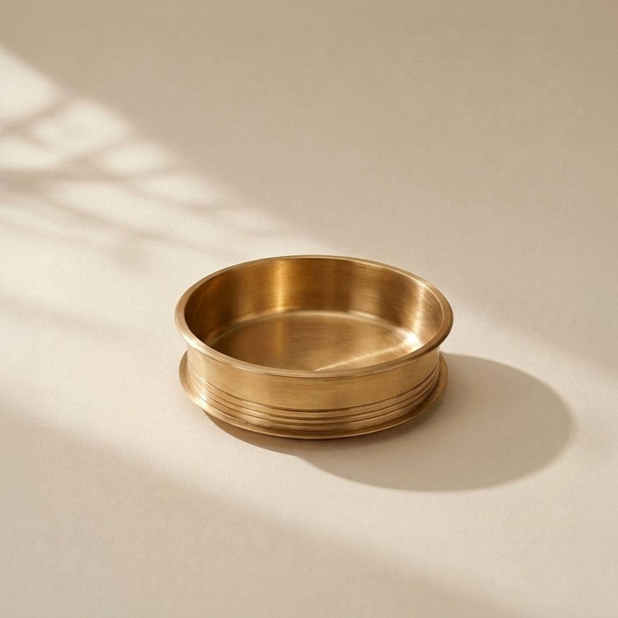 Classic Kansa Urli, Bronze Bowl, 2000ml, 9 inch diameter — pure kansa bronze bowl with ridged base