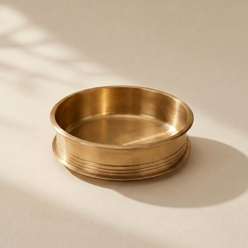 Classic Kansa Urli, Bronze Bowl, 3000ml, 10 inch diameter — pure kansa bronze bowl with ridged base