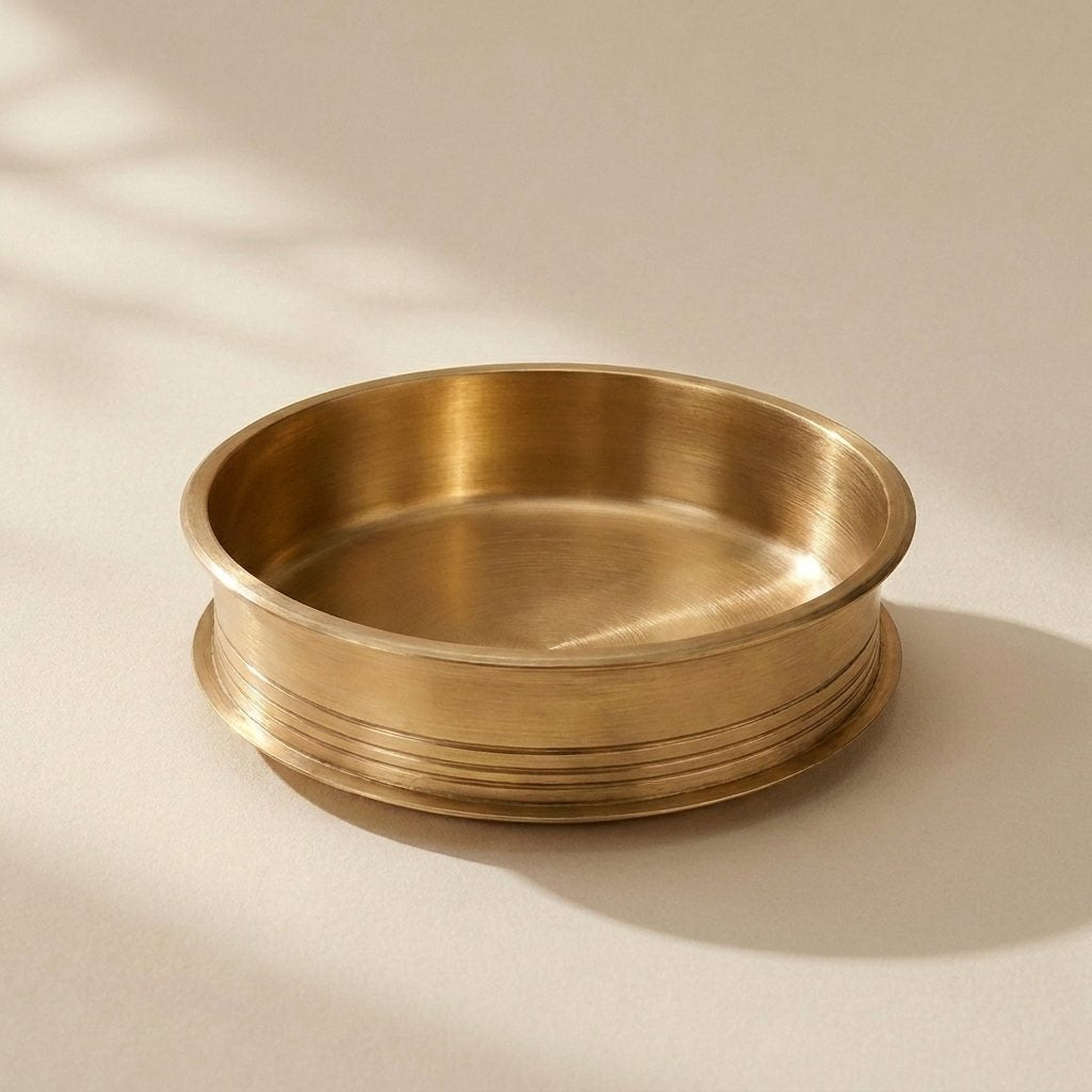 Classic Kansa Urli, Bronze Bowl, 5000ml, 12.25 inch diameter — pure kansa bronze bowl with ridged base